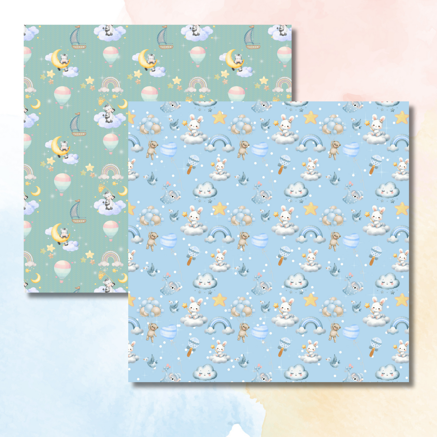 Decorative Baby Animals Paper, Scrapbooking Paper Pack, Journaling