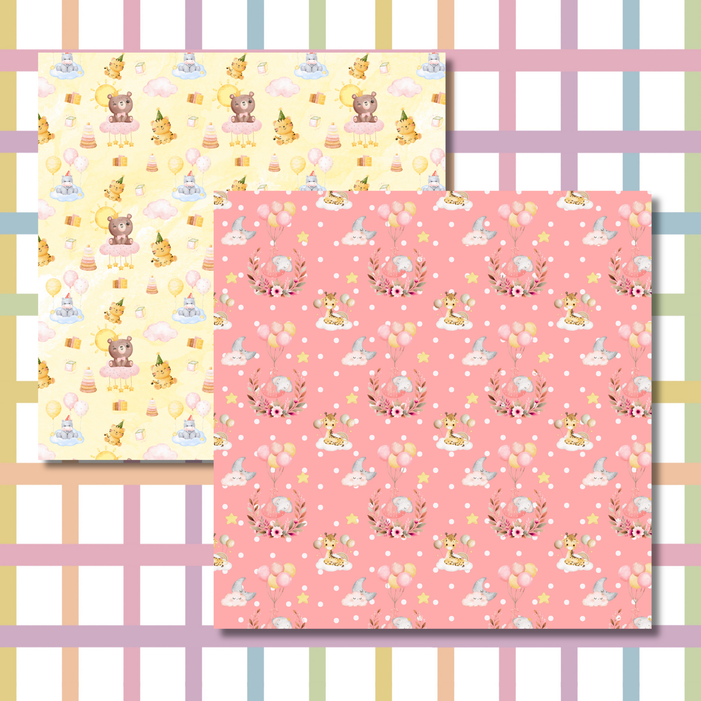 Decorative Baby Animals Paper, Scrapbooking Paper Pack, Journaling