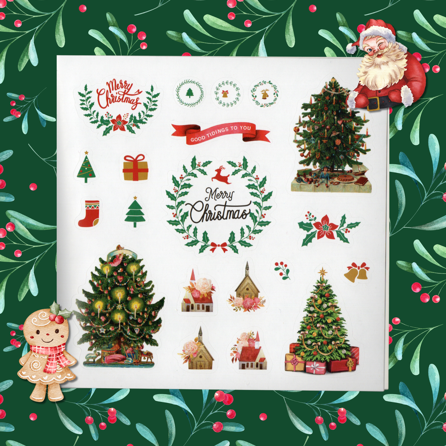 Peter Pauper Press Merry and Bright Festive Christmas Sticker Book