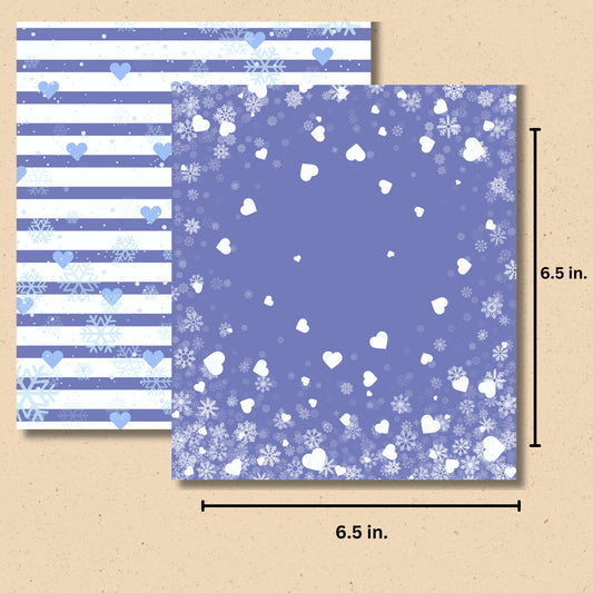 Winter Valentine Blue and White Love Scrapbook/Decorative Paper, 6" x 6"