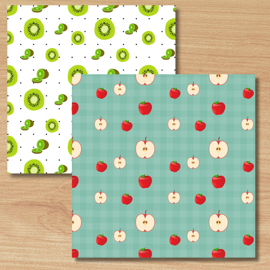 Fruit Decorative Paper, Single-Sided, 12 Patterns, 24 Sheets, 6" x 6"