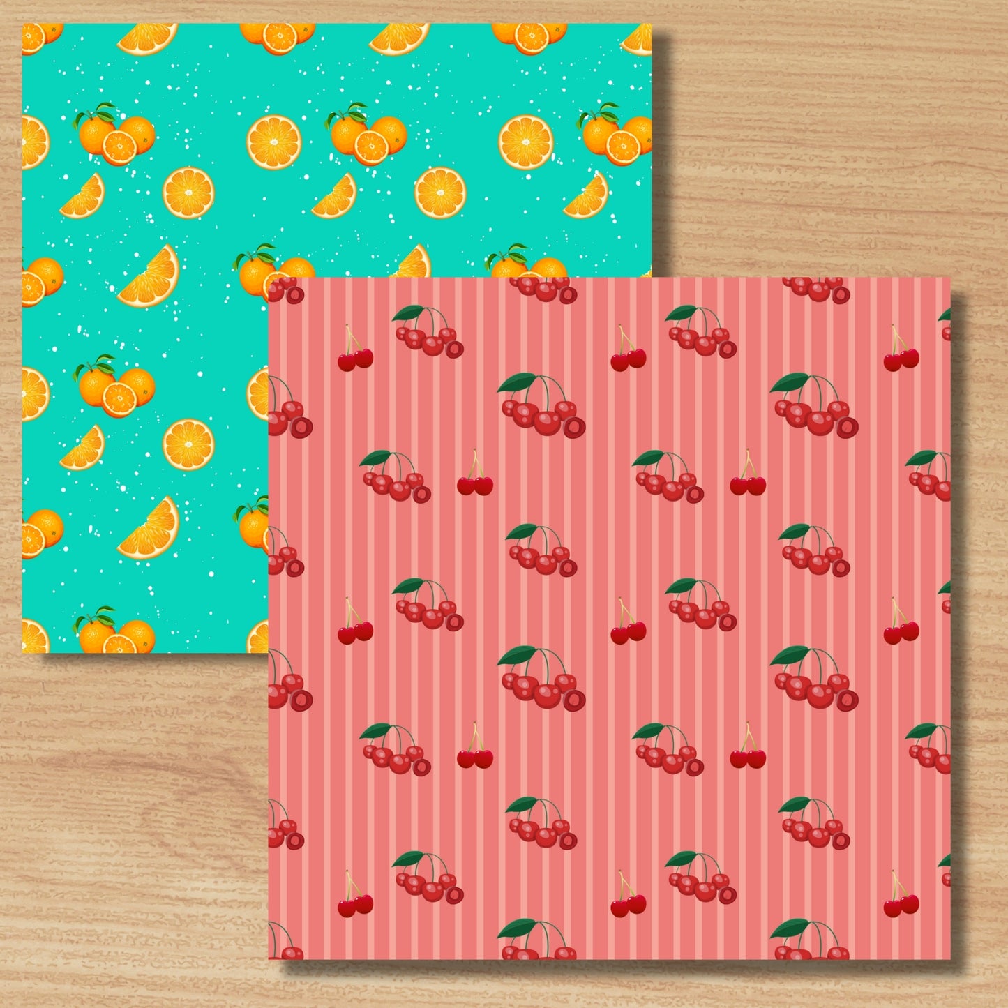 Fruit Decorative Paper,Single-Sided, 12 Patterns, 24 Sheets