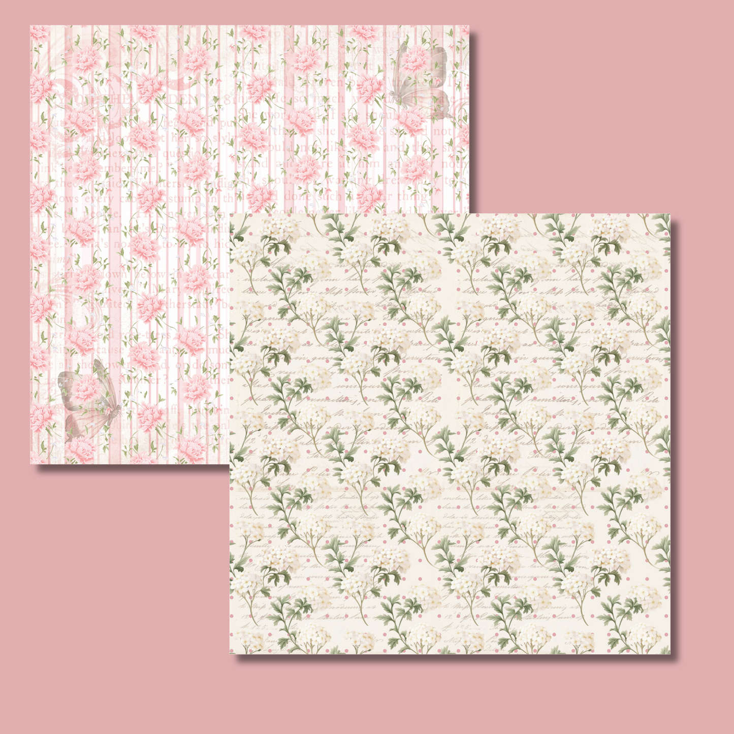 Pink Floral Scrapbook Paper Pack – | 24 Sheets | Vintage-Inspired Pastel Paper for Scrapbooking, Journals, Cards & Crafts