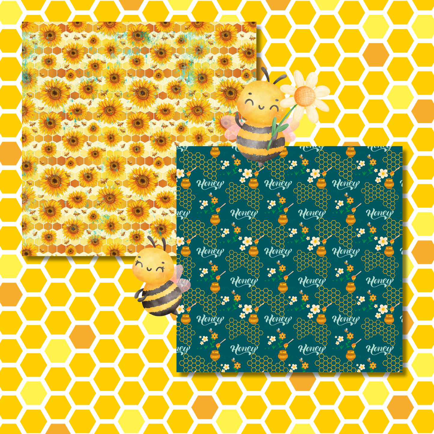 “Bee Sweet” Watercolor Soft-finish, art-print quality – 24 Sheets (12 Designs, 2 Each) – Cute Honeybee Theme for Crafts & Journaling