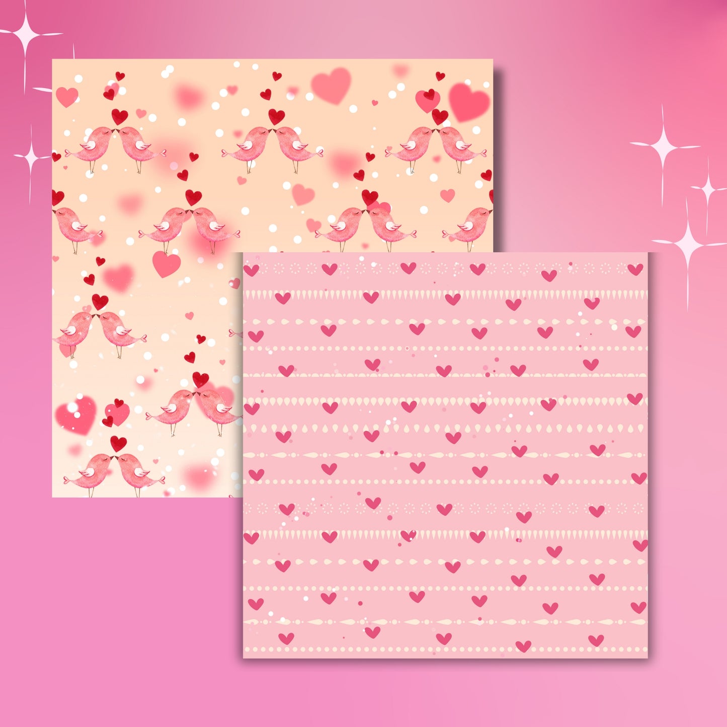 Sweet Valentine Pink and White Love Scrapbook/Decorative Paper