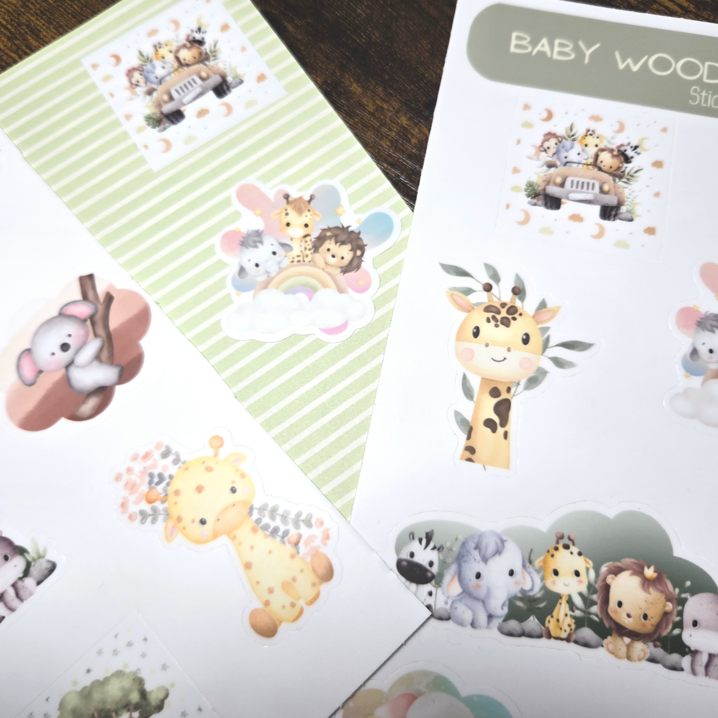Vinyl Kiss Cut Baby Woodland Animals Sticker Sheet