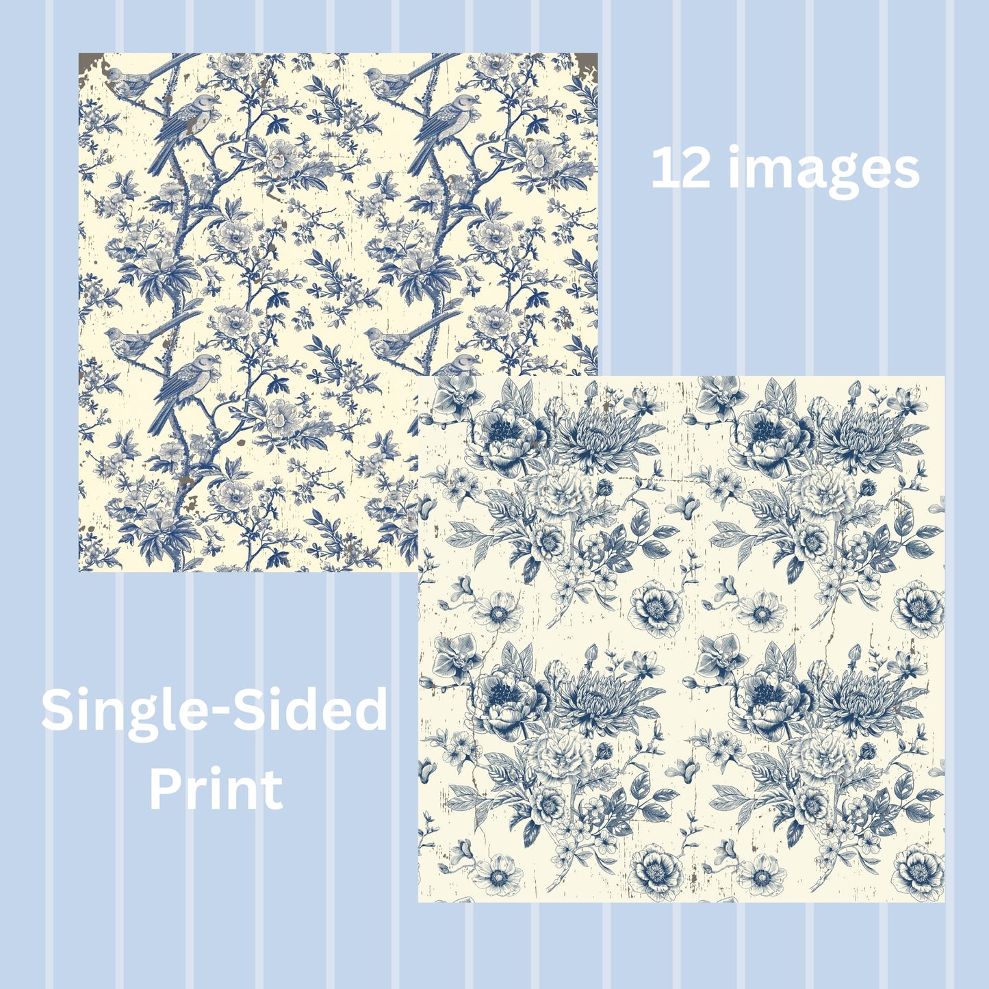 Blue Floral Scrapbook Paper, Patterned Paper