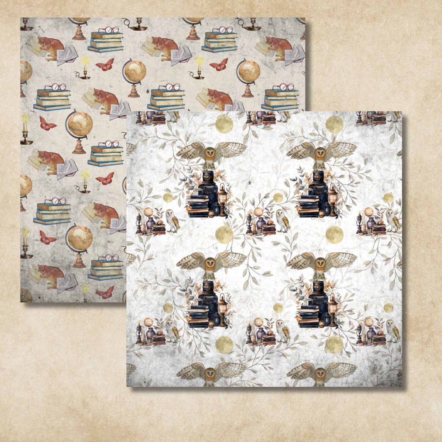 Dark Academia Deko-Papier für Scrapbooking 16,5 cm x 16,5 cm