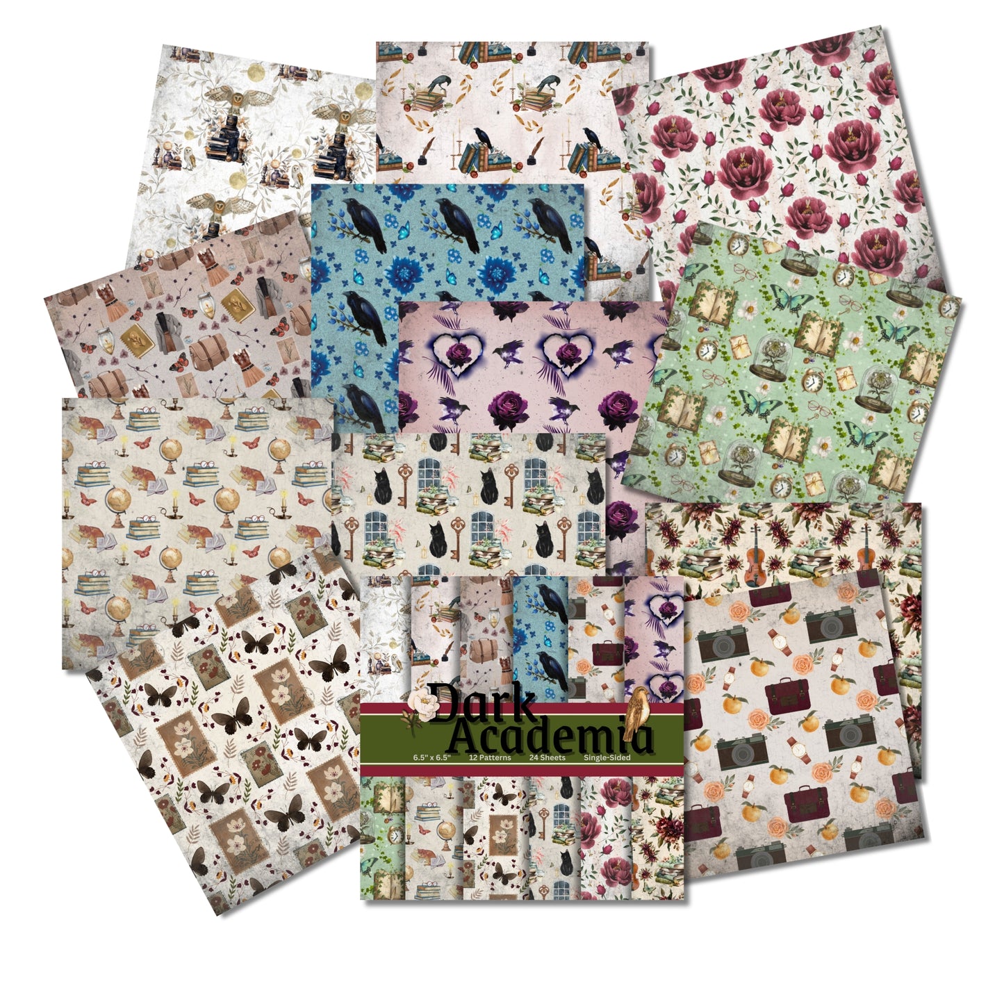 Dark Academia Decorative Paper for Scrapbooking