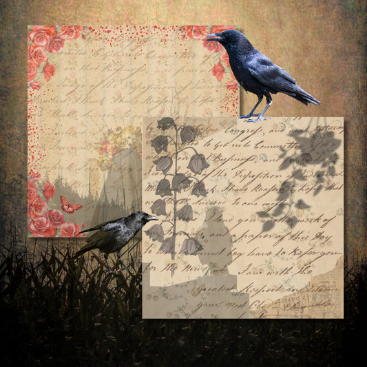 Whispers of Mourning - Vintage Halloween Gothic Artist Designed Specialty Paper, 24 Sheets, 12 Designs | 65 lb Cover Cardstock for Cardmaking, Layering, Junk Journaling & Paper Crafts | Dark Romantic Backgrounds (Brown)