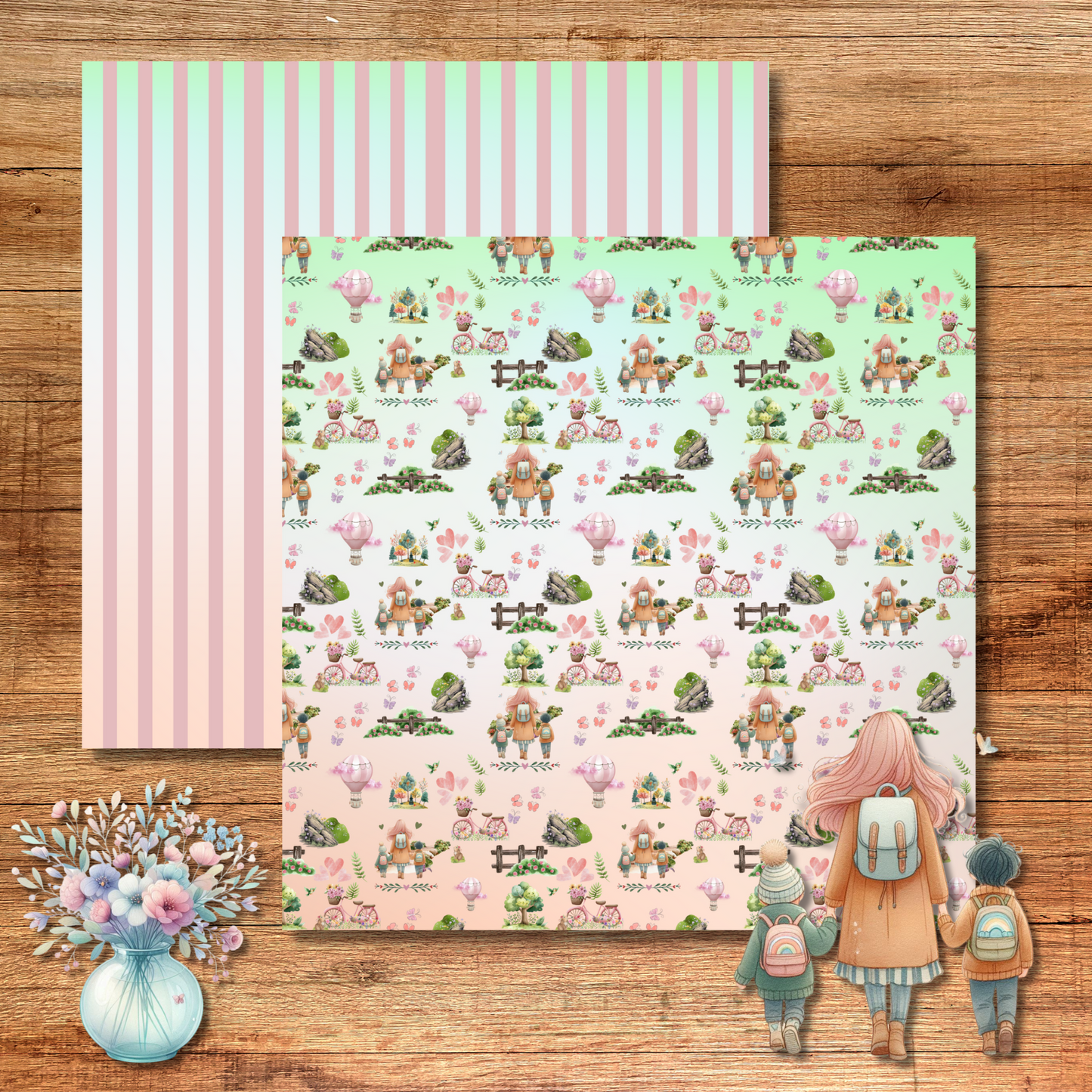 Adventures with Mom Scrapbook Paper Pack - 12 Patterns, 24 Sheets