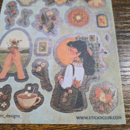 Countryside Bouquet Sticker Sheet – Textured PVC Planner & Scrapbook Stickers | Floral Girls by Vaughn Designs