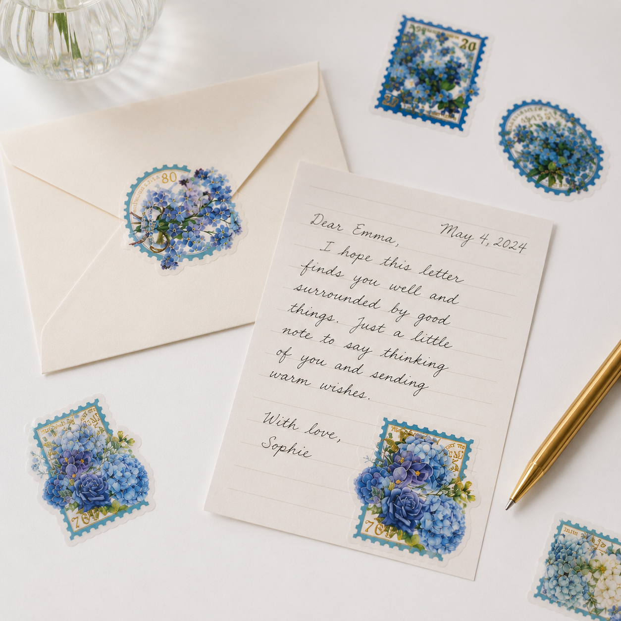 Sunward Bloom PET Floral Stamp Stickers – 30-Piece Transparent Vintage Flower Sticker Set