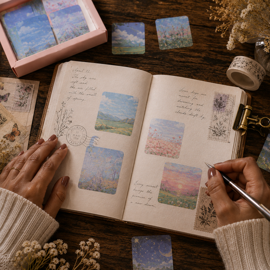 Impressionist Oil Painting Stickers – Vintage Art Journal Supplies (approx. 200 PCS)