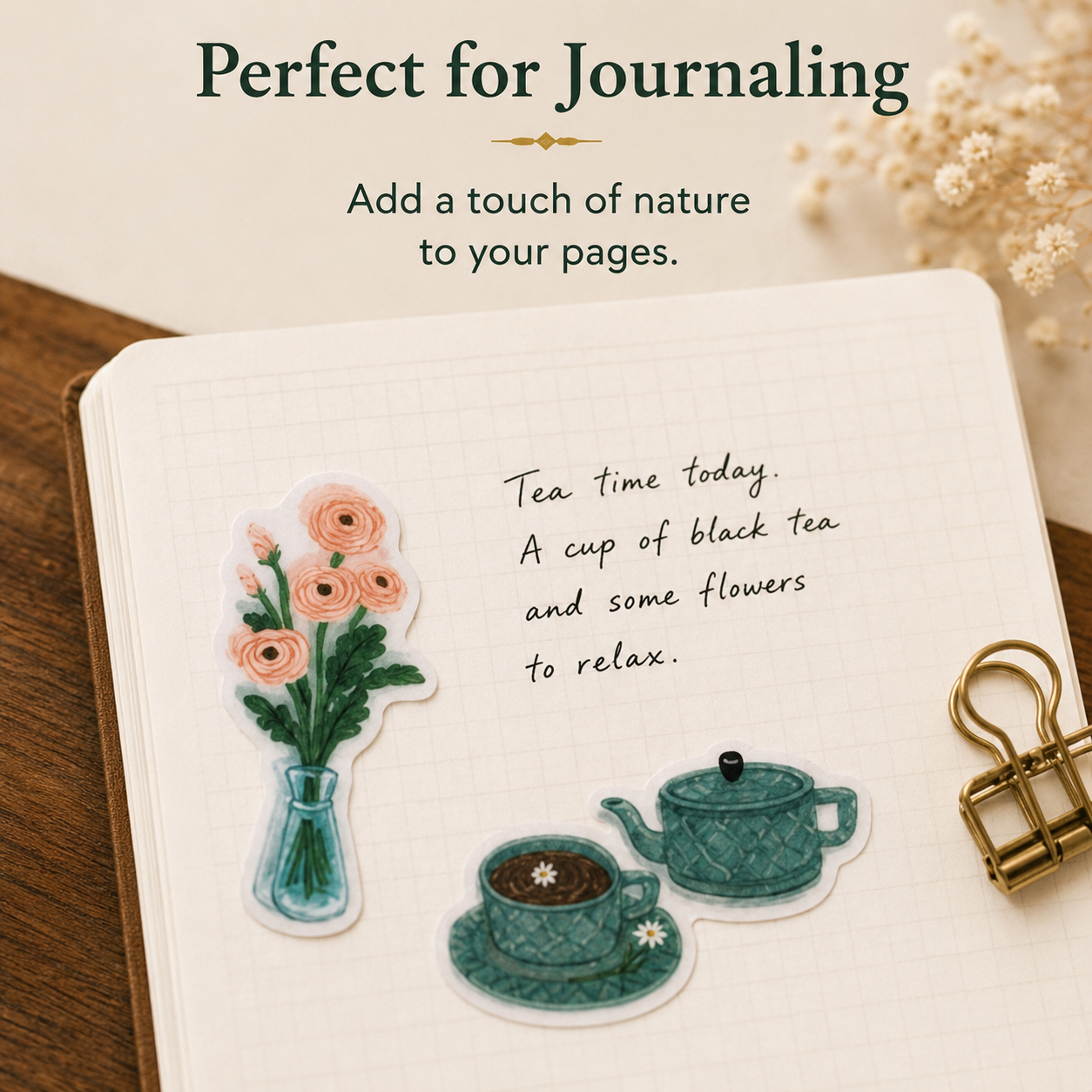 Japanese KITTA Tracing Paper Stickers: Floral, Cat, Journaling, Scrapbook Supplies