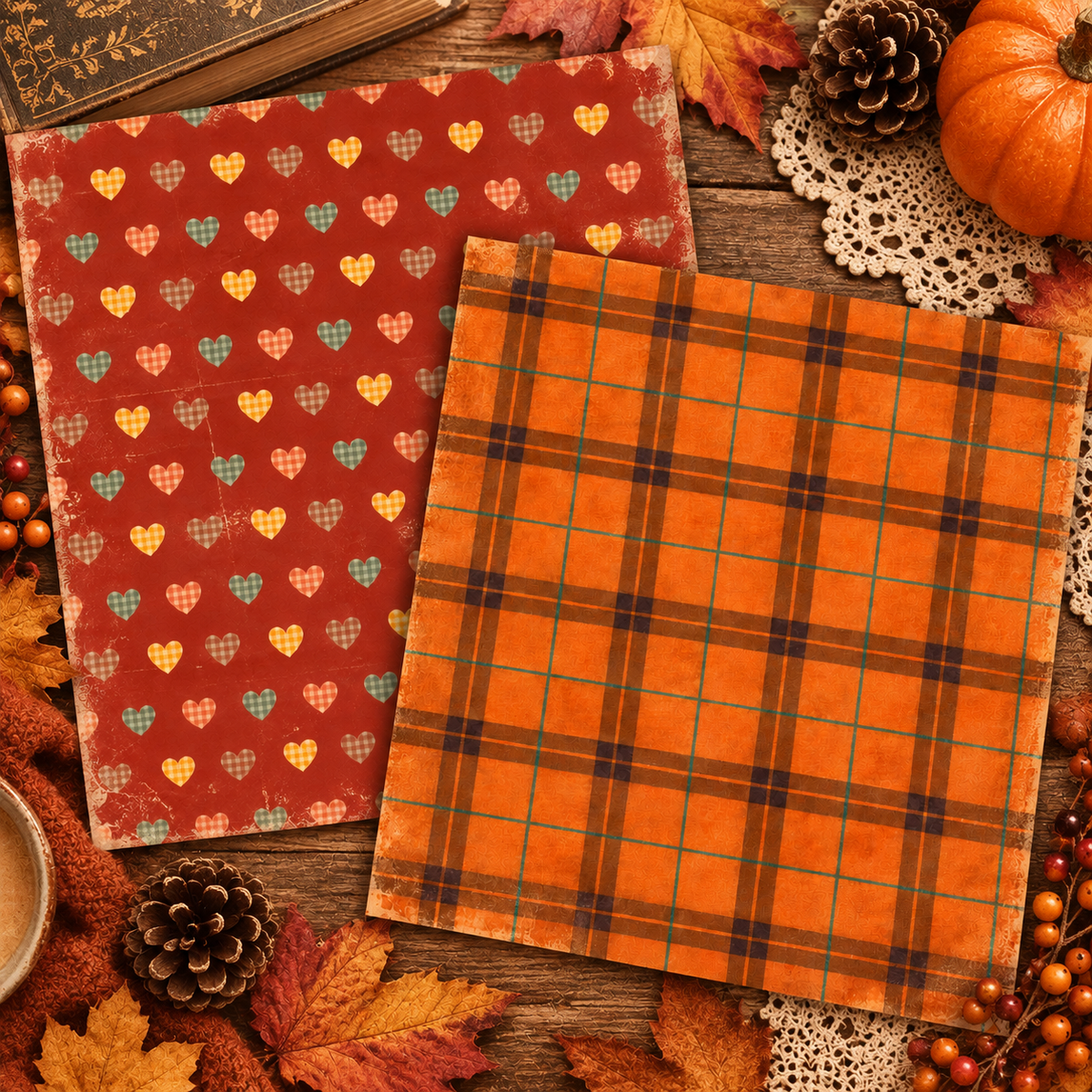 Vintage Fall Scrapbook Paper Pack