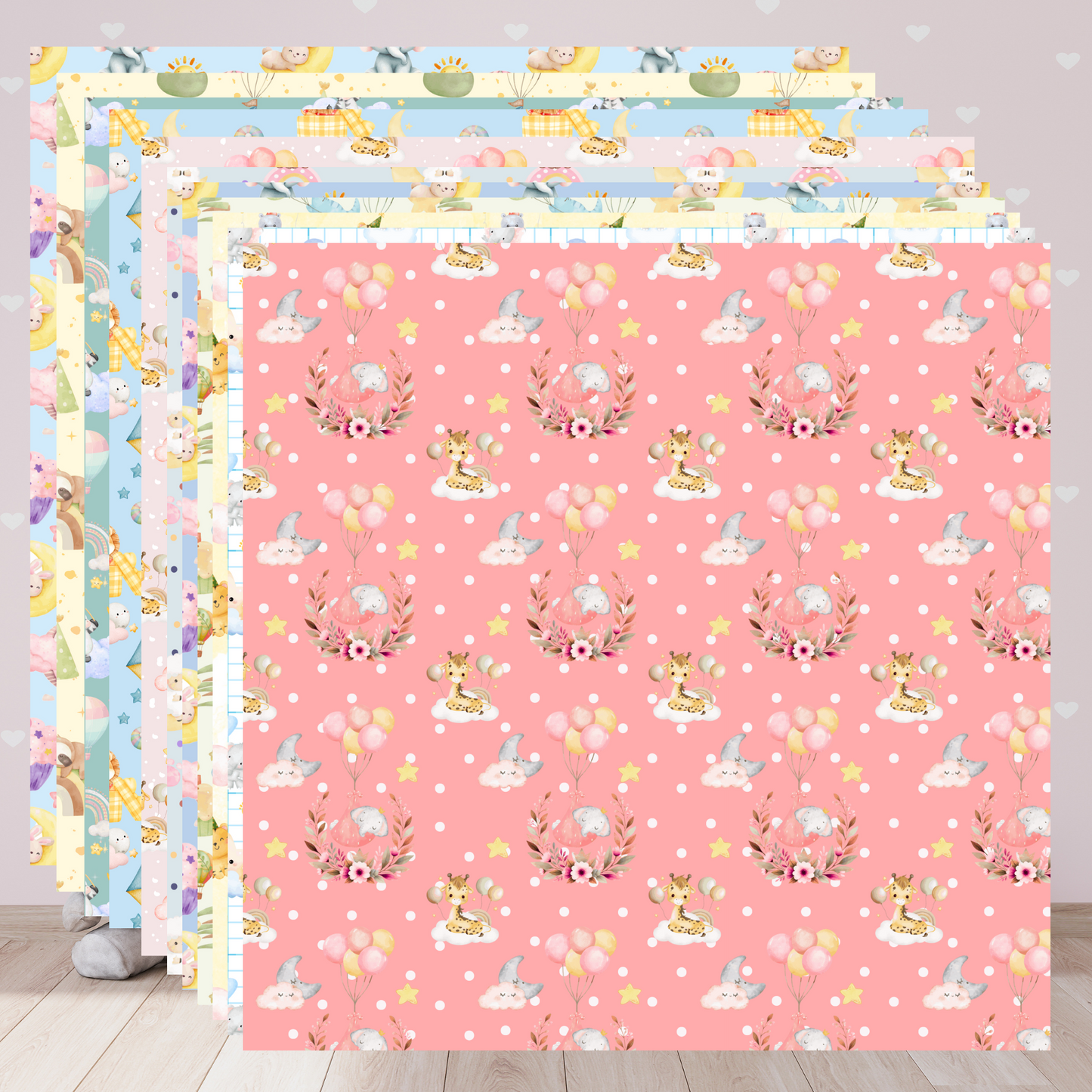 Decorative Baby Animals Paper, Scrapbooking Paper Pack, Journaling, 6" x 6"