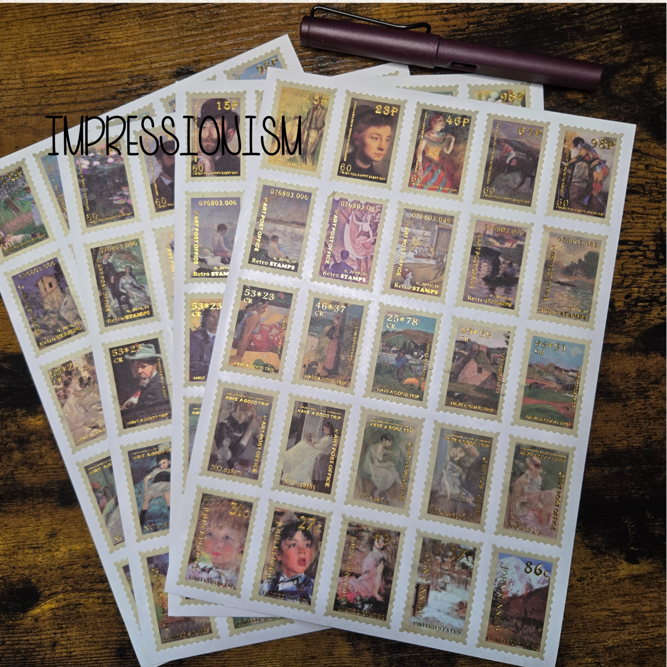 100 Vintage Art Stamp Stickers for Journaling & Collage