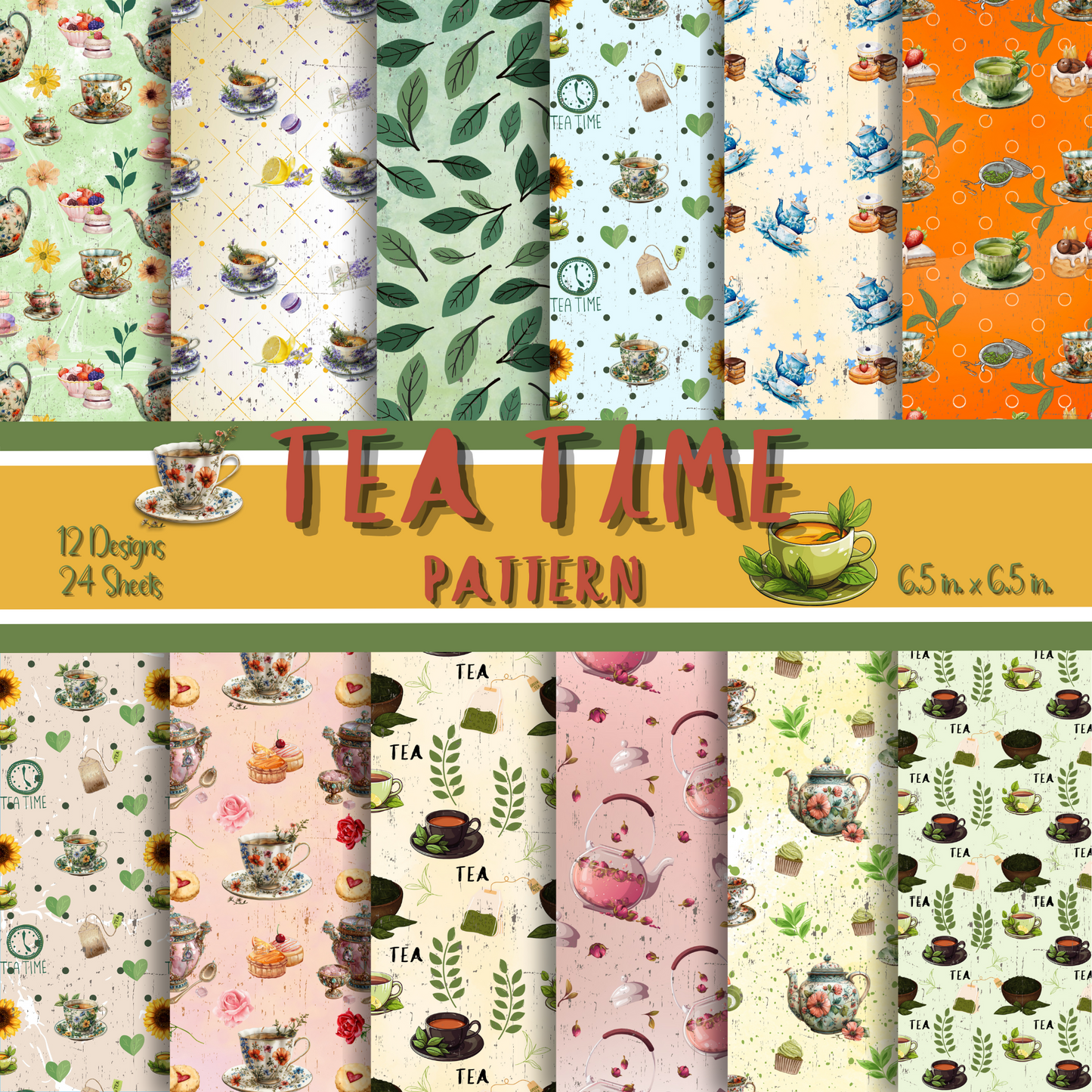 Tea Cup Decorative/Scrapbooking/Journal Paper Sheets/Single-Sided Pattern Paper
