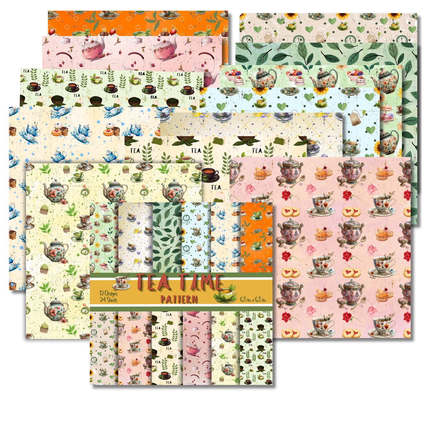 Tea Cup Decorative/Scrapbooking/Journal Paper Sheets/Single-Sided Pattern Paper