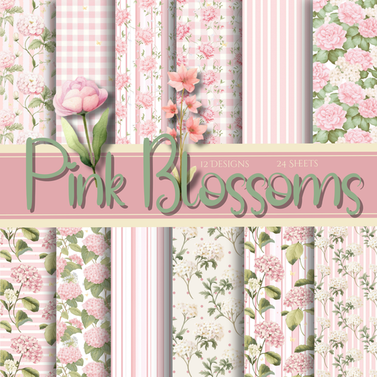 Pink Floral Scrapbook Paper Pack – | 24 Sheets | Vintage-Inspired Pastel Paper for Scrapbooking, Journals, Cards & Crafts