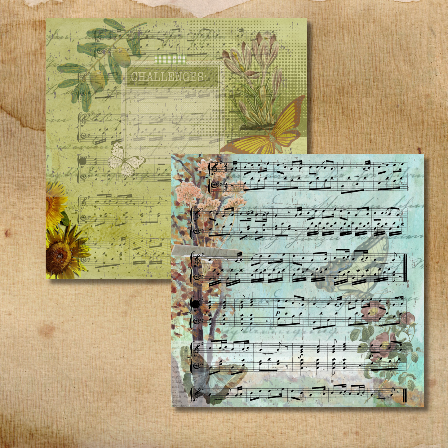 Vintage Sheet Music Scrapbook Paper – Craft Paper Pack, 24 Sheets, 12 Unique Designs – Antique Music Notes Backgrounds for Journaling, Card Making, Collage, DIY Crafts