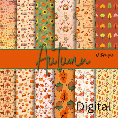 Decorative Scrapbooking Paper, Autumn/Fall Designs Sheets Fall Pattern Paper Single Sided