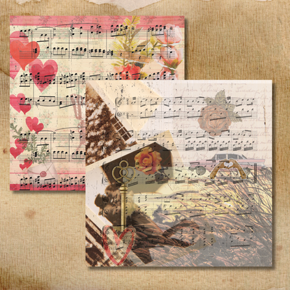 Vintage Sheet Music Scrapbook Paper – Craft Paper Pack, 24 Sheets, 12 Unique Designs – Antique Music Notes Backgrounds for Journaling, Card Making, Collage, DIY Crafts