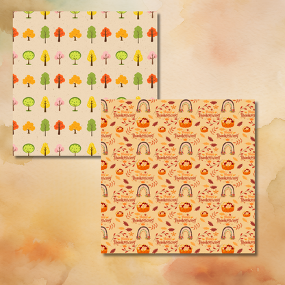 Decorative Scrapbooking Paper, Autumn/Fall Designs Sheets Fall Pattern Paper Single Sided