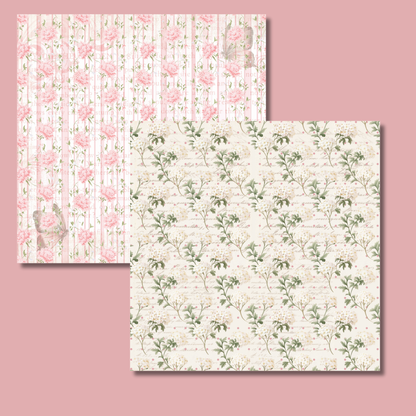 Pink Floral Scrapbook Paper Pack – | 24 Sheets | Vintage-Inspired Pastel Paper for Scrapbooking, Journals, Cards & Crafts