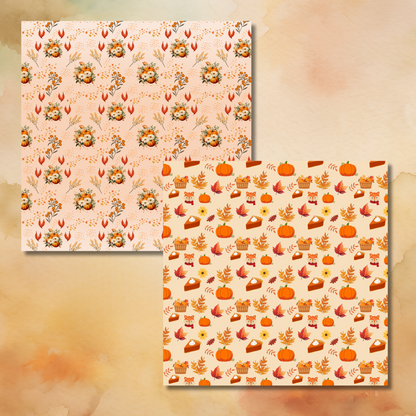 Decorative Scrapbooking Paper, Autumn/Fall Designs Sheets Fall Pattern Paper Single Sided
