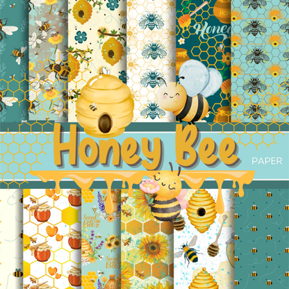 “Bee Sweet” Watercolor Soft-finish, art-print quality – 24 Sheets (12 Designs, 2 Each) – Cute Honeybee Theme for Crafts & Journaling