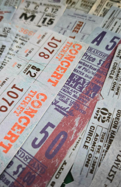 Blue Vintage Ticket Stickers | Retro Ephemera for Junk Journals, Scrapbooking & Collage | 25 Piece Sticker Pack