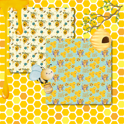 “Bee Sweet” Watercolor Soft-finish, art-print quality – 24 Sheets (12 Designs, 2 Each) – Cute Honeybee Theme for Crafts & Journaling