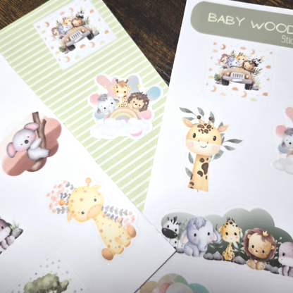 Vinyl Kiss Cut Baby Woodland Animals Sticker Sheet