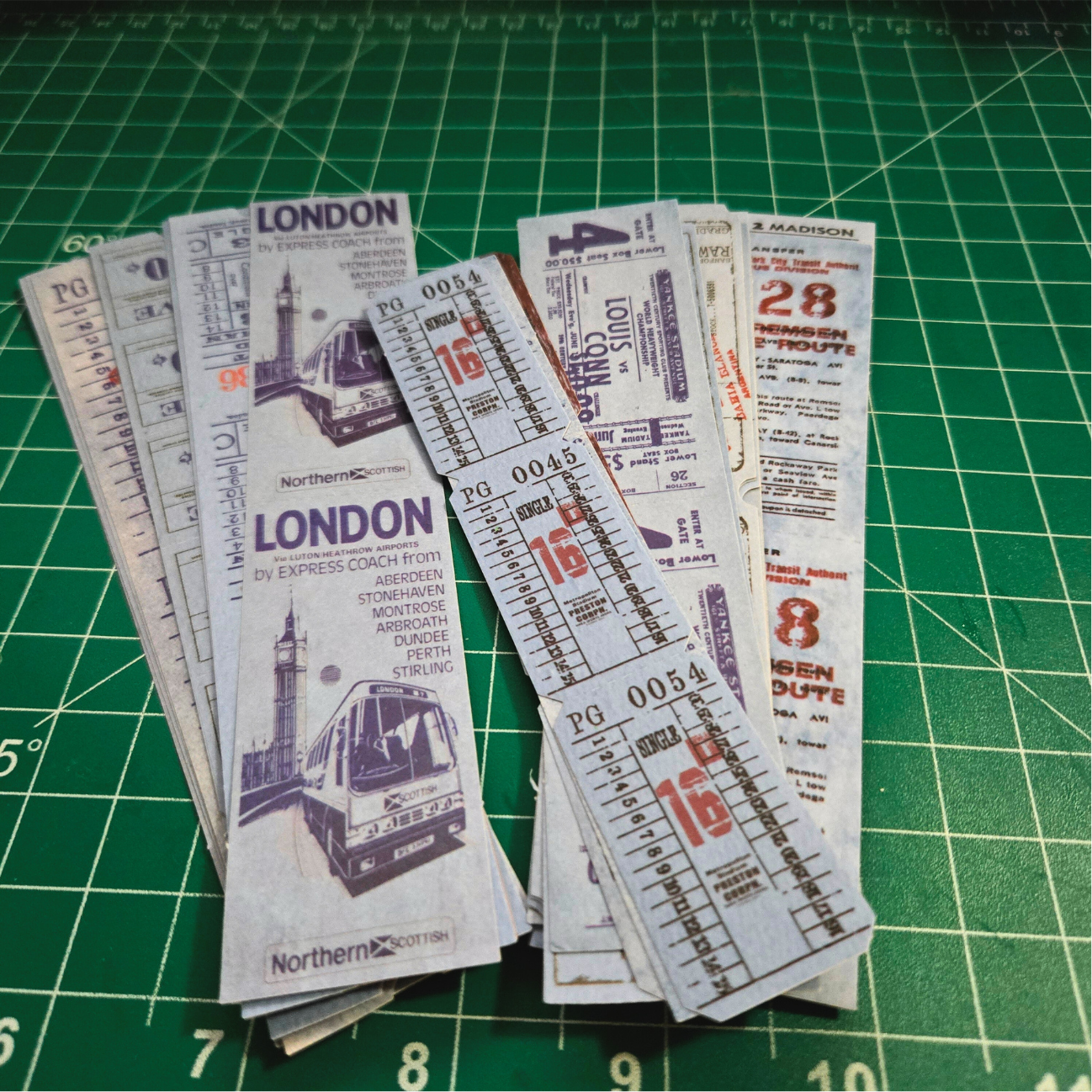 Blue Vintage Ticket Stickers | Retro Ephemera for Junk Journals, Scrapbooking & Collage | 25 Piece Sticker Pack