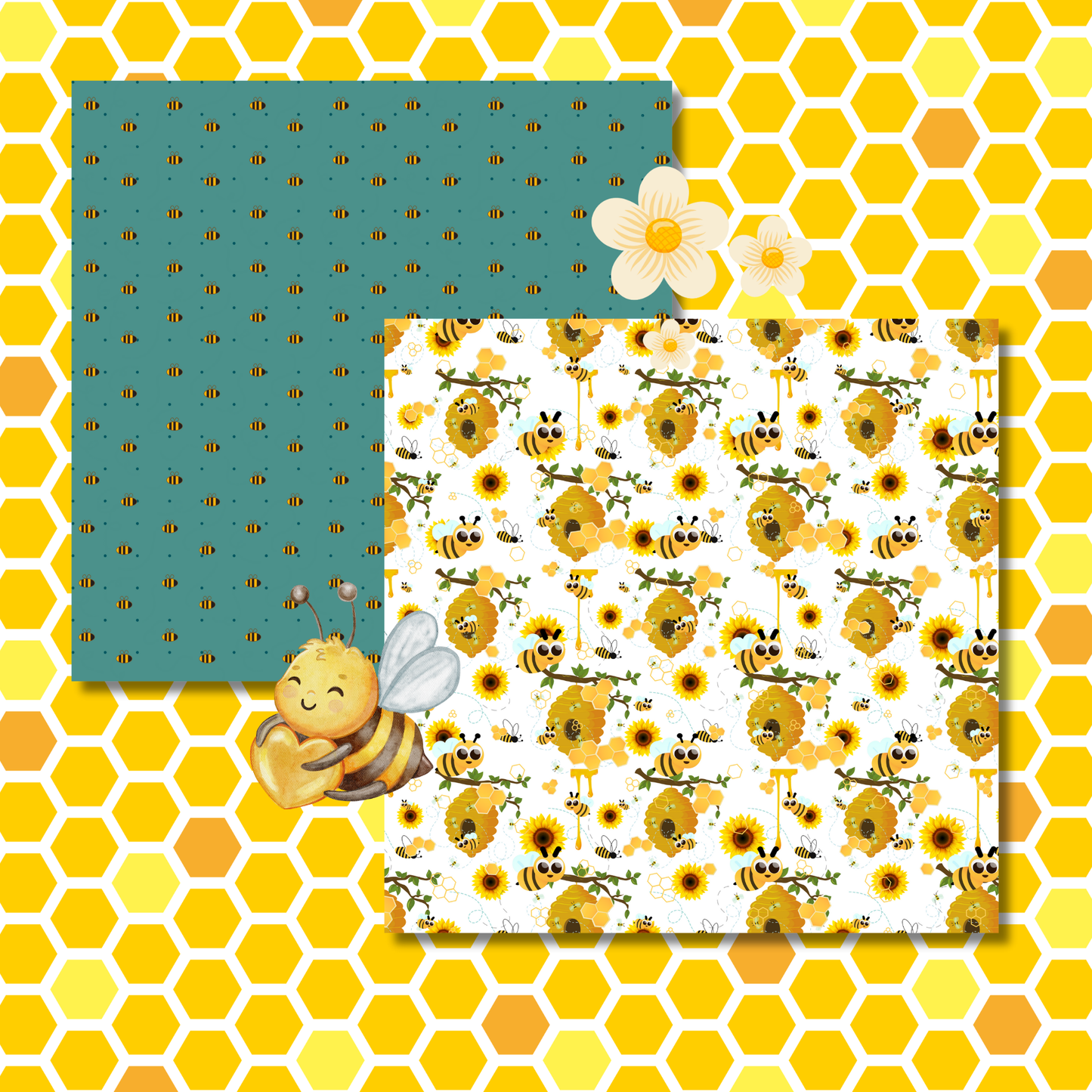 “Bee Sweet” Watercolor Soft-finish, art-print quality – 24 Sheets (12 Designs, 2 Each) – Cute Honeybee Theme for Crafts & Journaling