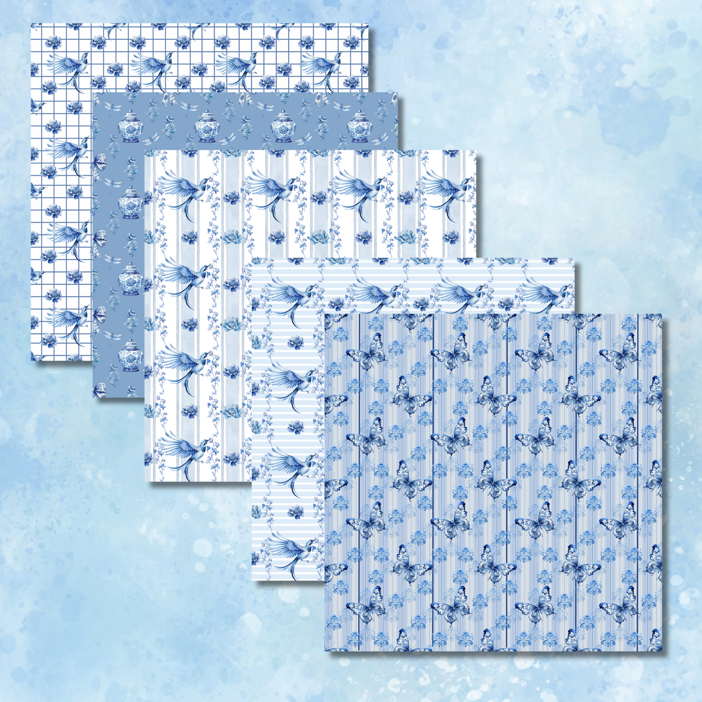 Blue Bird Pattern Decorative Paper
