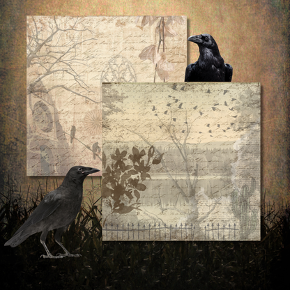 Whispers of Mourning - Vintage Halloween Gothic Artist Designed Specialty Paper, 24 Sheets, 12 Designs | 65 lb Cover Cardstock for Cardmaking, Layering, Junk Journaling & Paper Crafts | Dark Romantic Backgrounds (Brown)