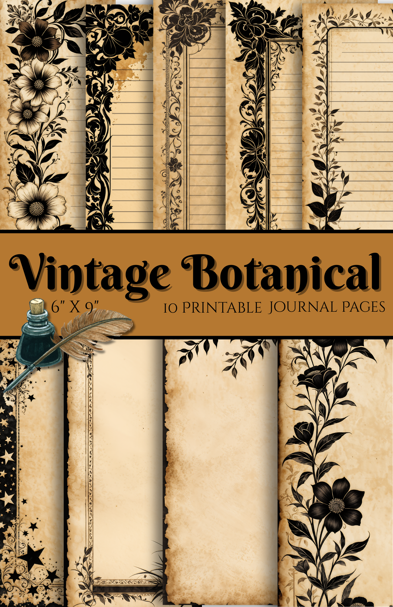 Vintage Botanical Journal Pages – Printable Digital Download