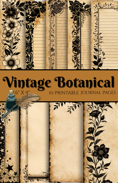 Vintage Botanical Journal Pages – Printable Digital Download