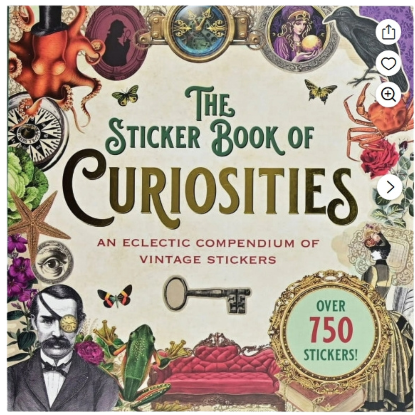 Peter Pauper Press Sticker Book of Curiosities - An Eclectic Collection of Vintage Stickers with Over 750 Stickers for Collectors and Enthusiasts