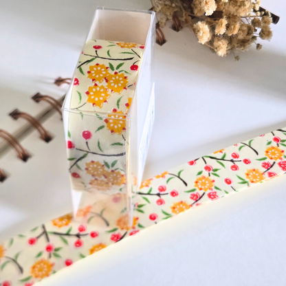 Japanese Yuzen Washi Tape Pre-Cut Length Set (2 x 58cm) | Floral Decorative Tape for Journaling & Scrapbooking