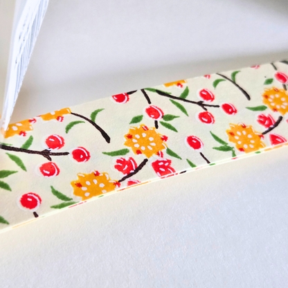 Japanese Yuzen Washi Tape Pre-Cut Length Set (2 x 58cm) | Floral Decorative Tape for Journaling & Scrapbooking