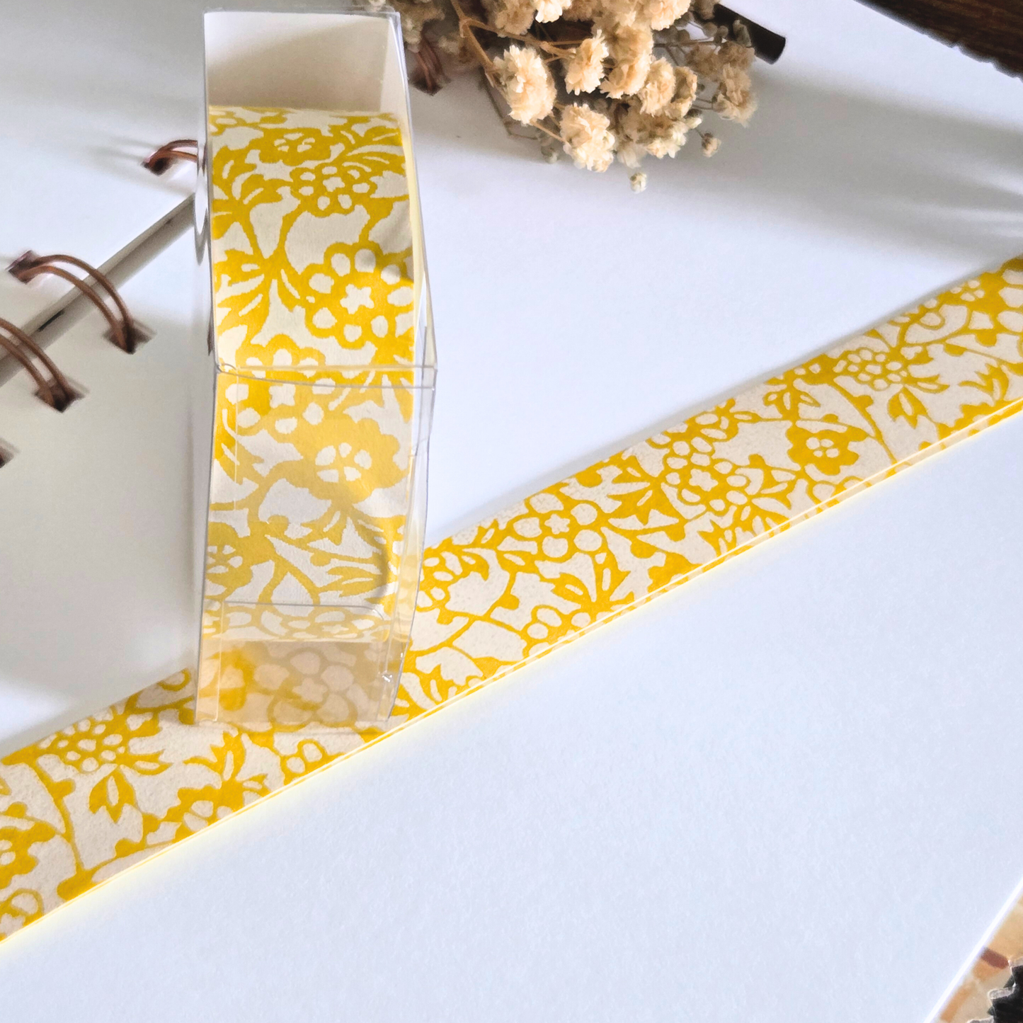 Japanese Yuzen Washi Tape Pre-Cut Length Set (2 x 58cm) | Floral Decorative Tape for Journaling & Scrapbooking