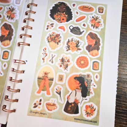 Countryside Bouquet Sticker Sheet – Textured PVC Planner & Scrapbook Stickers | Floral Girls by Vaughn Designs