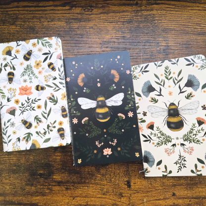 Botanical Bee Pocket Notebook Set – Mini Journals for Writing & Journaling