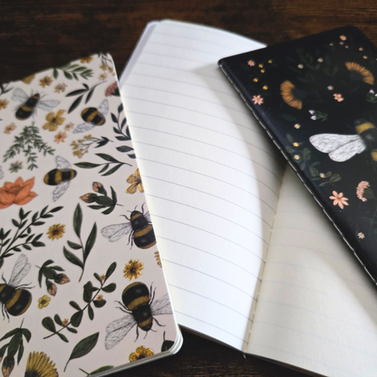 Botanical Bee Pocket Notebook Set – Mini Journals for Writing & Journaling