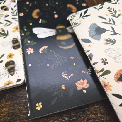 Botanical Bee Pocket Notebook Set – Mini Journals for Writing & Journaling