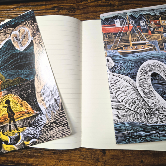 Artistic Landscape Notebook Set of 3 – Soft Cover A5 Journals, Mixed Lined & Blank Pages, Illustrated Nature & Graphic Designs